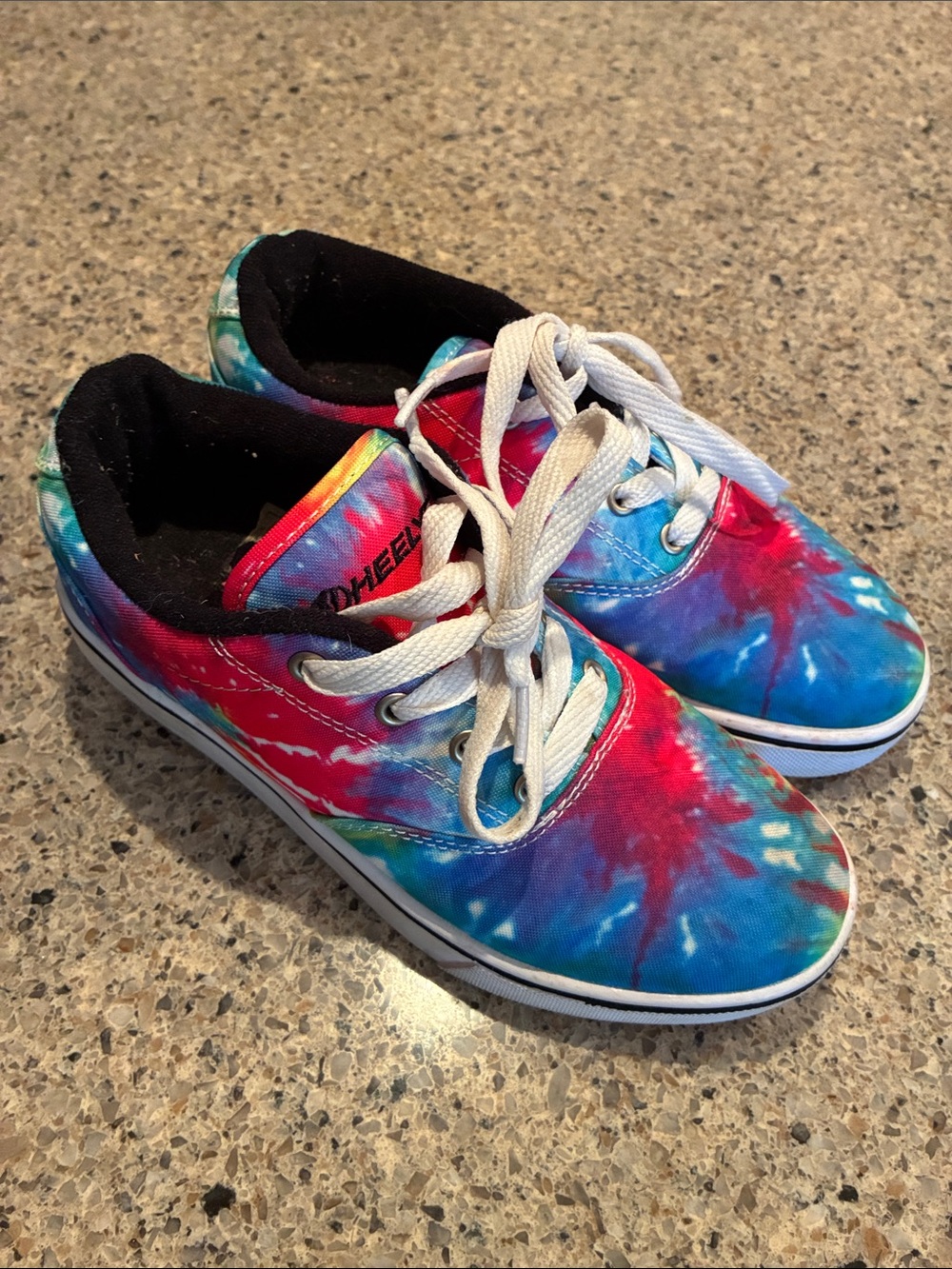 Youth size 4 Rainbow Tie dye Heelys